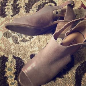 Lucky Brand open toe booties with ankle cutouts